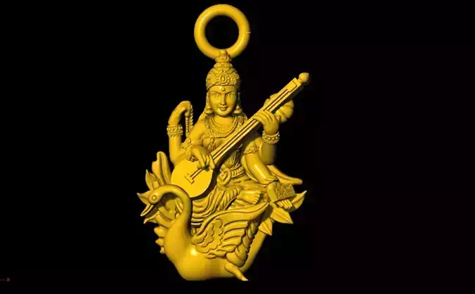Saraswathi devi 3D Pendant