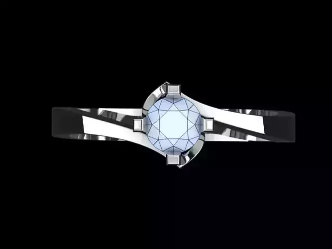 engagement ring with 5mm diamond 3D print model