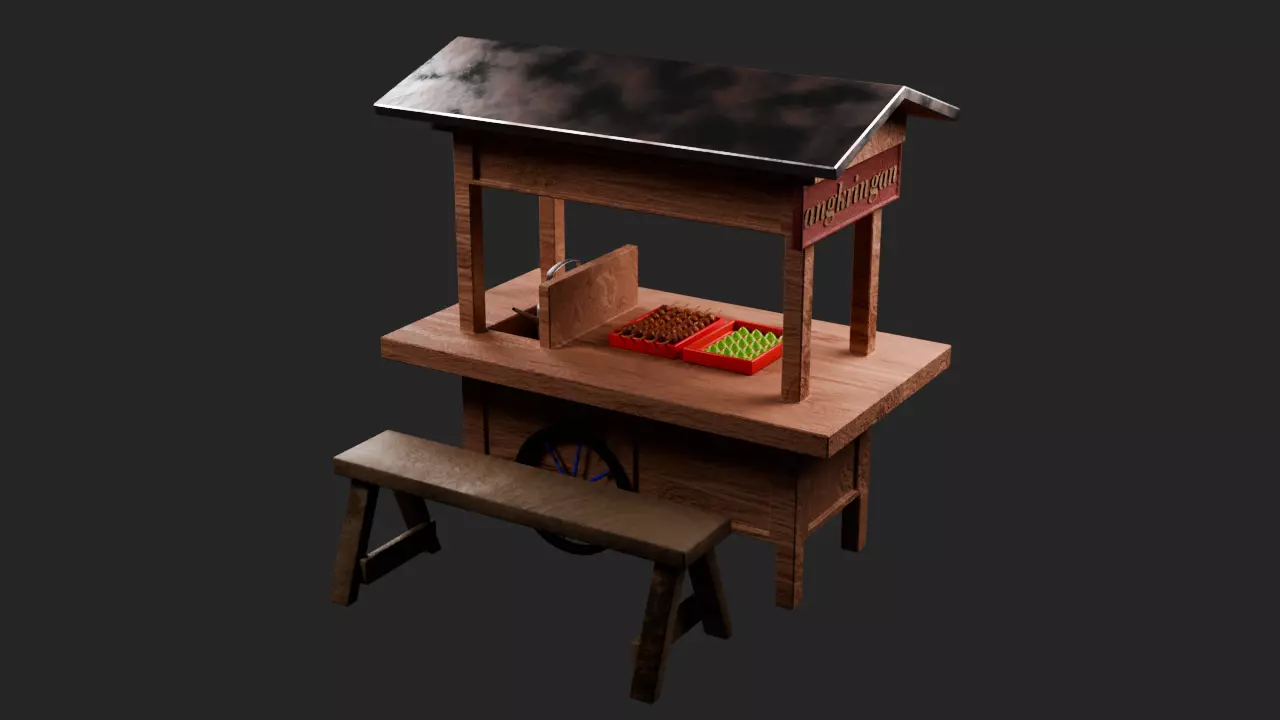 Angkringan Starter Pack Low-poly 3D model_0