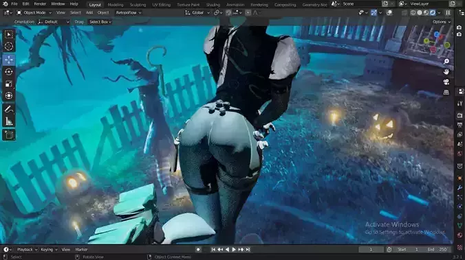 Cyberpunk Anime Character Female Warrior UvMapped  BaseAsset Hot