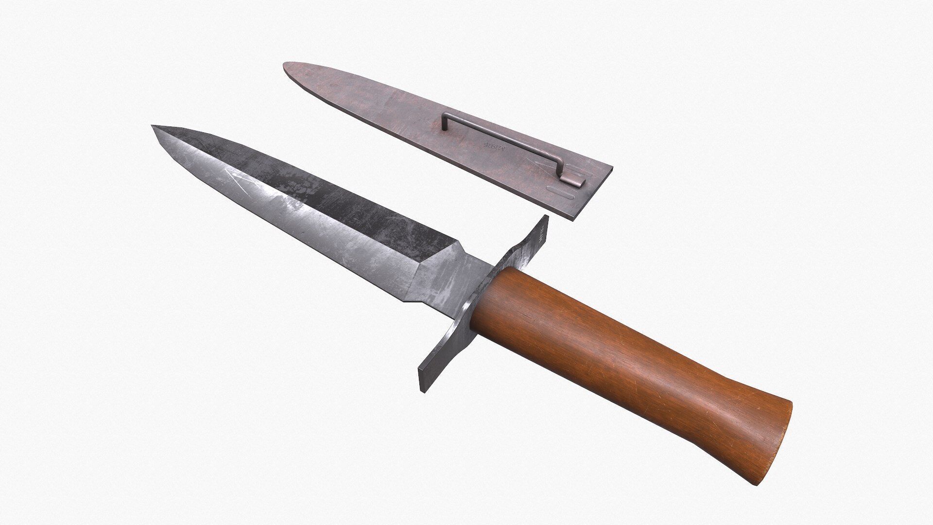 WW1 M1916 Avenger French Fighting Knife Low-poly PBR Low-poly 3D model_5