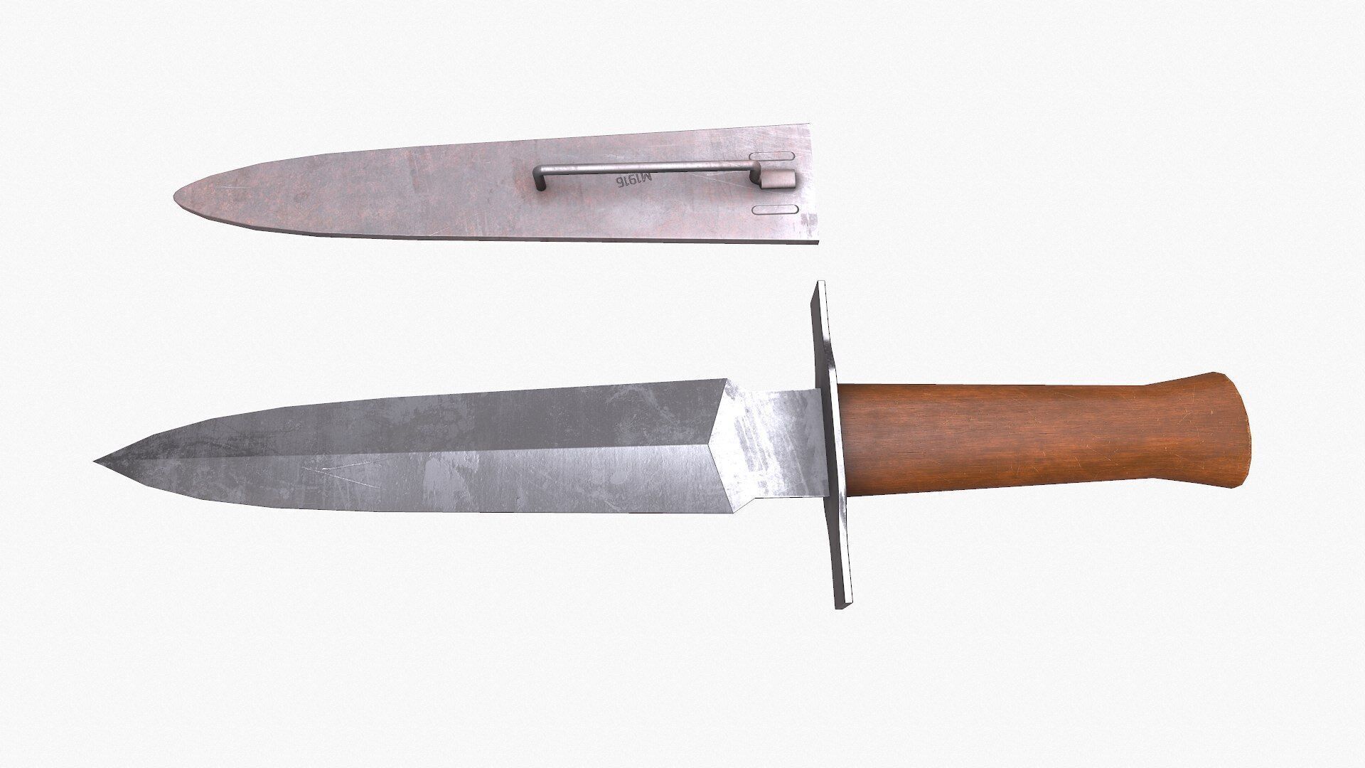 WW1 M1916 Avenger French Fighting Knife Low-poly PBR Low-poly 3D model_6