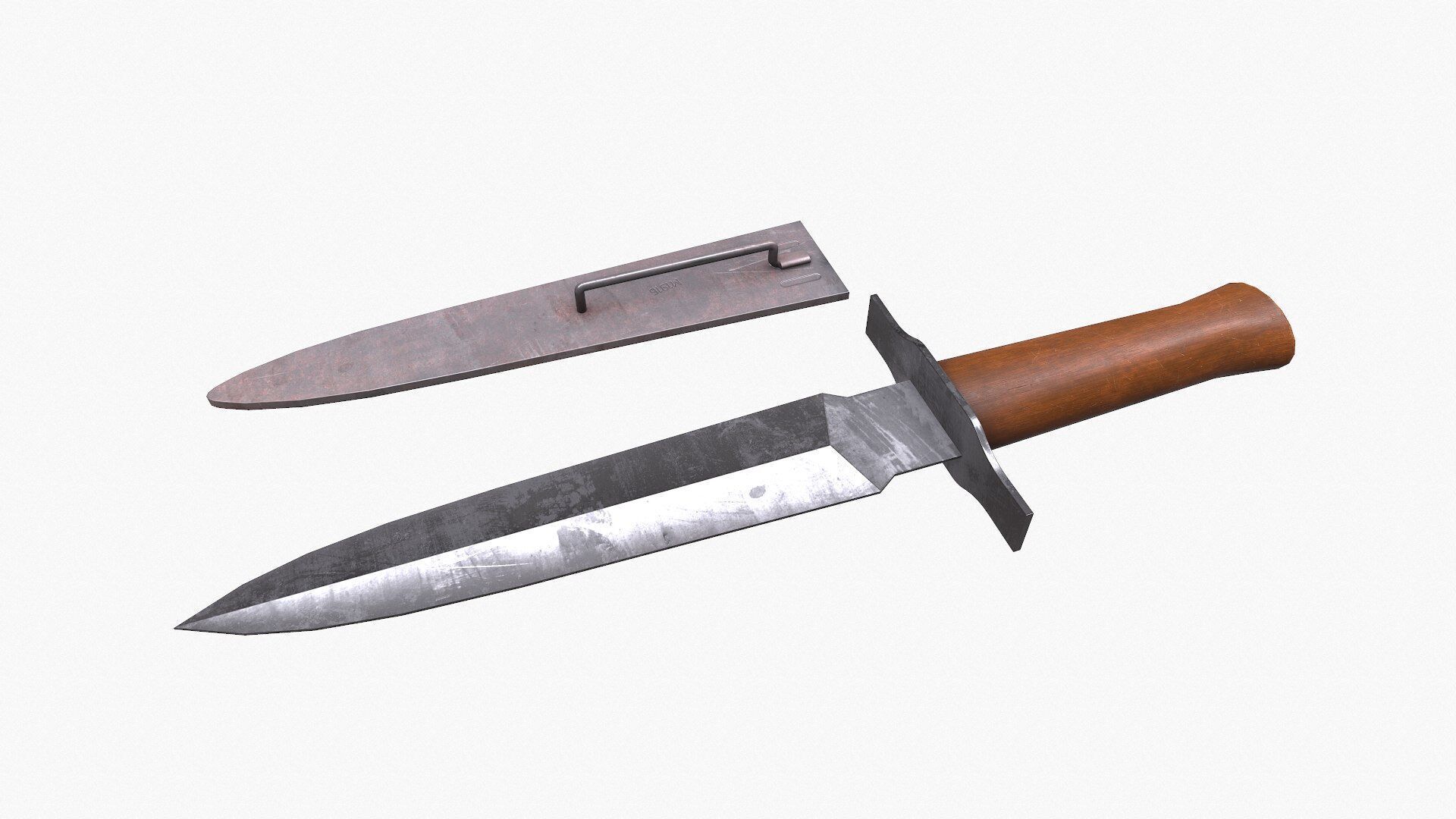 WW1 M1916 Avenger French Fighting Knife Low-poly PBR Low-poly 3D model_4