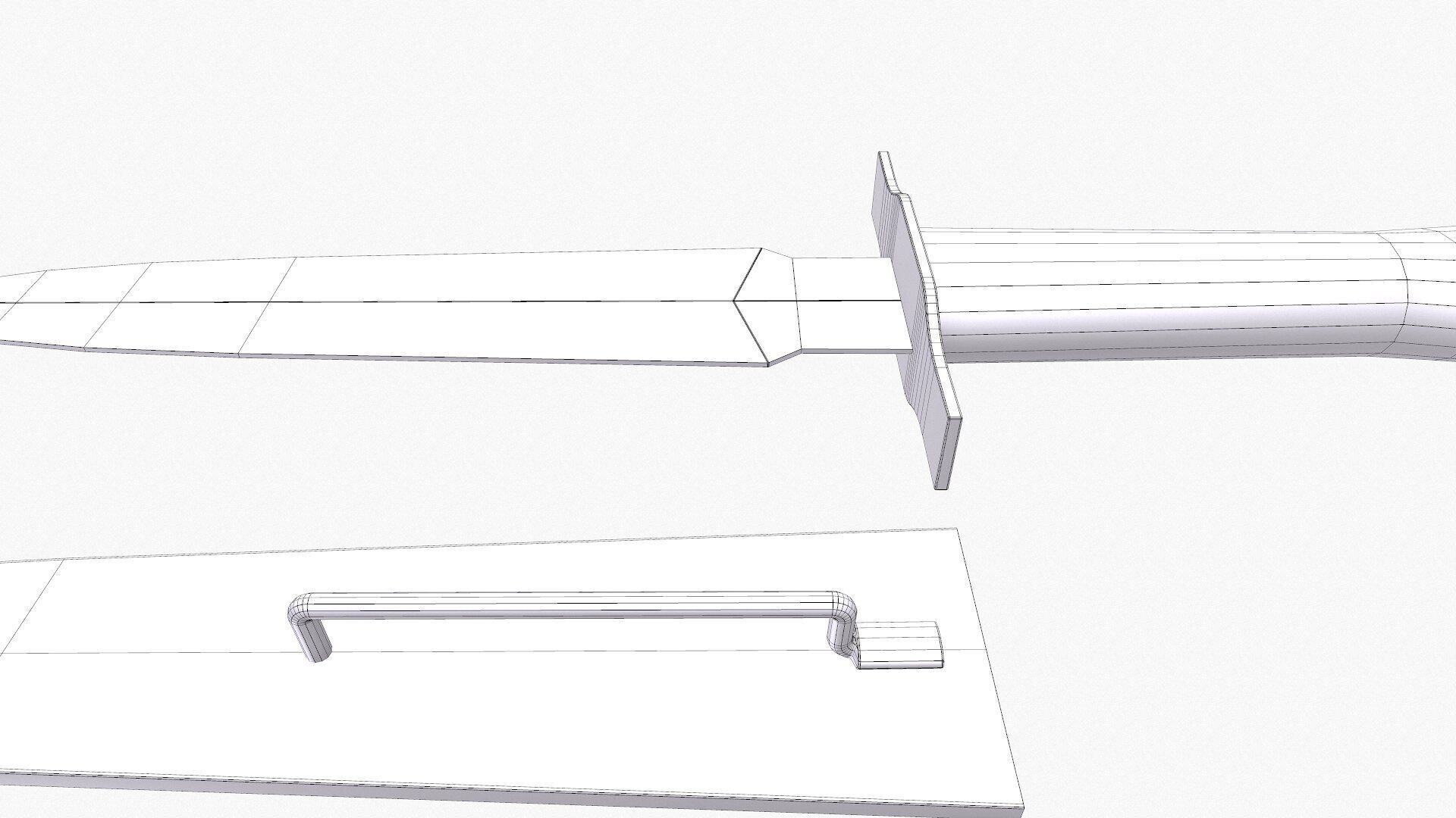 WW1 M1916 Avenger French Fighting Knife Low-poly PBR Low-poly 3D model_18