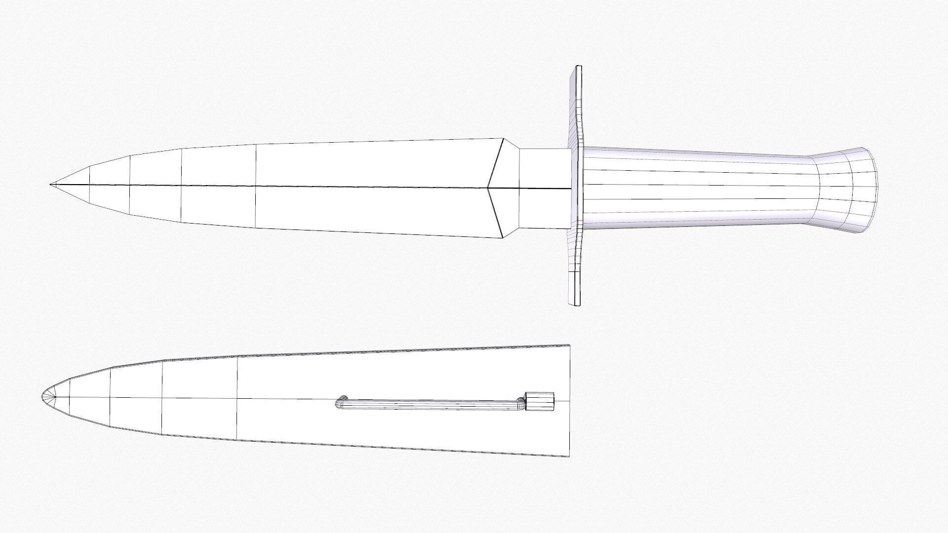 WW1 M1916 Avenger French Fighting Knife Low-poly PBR Low-poly 3D model_16