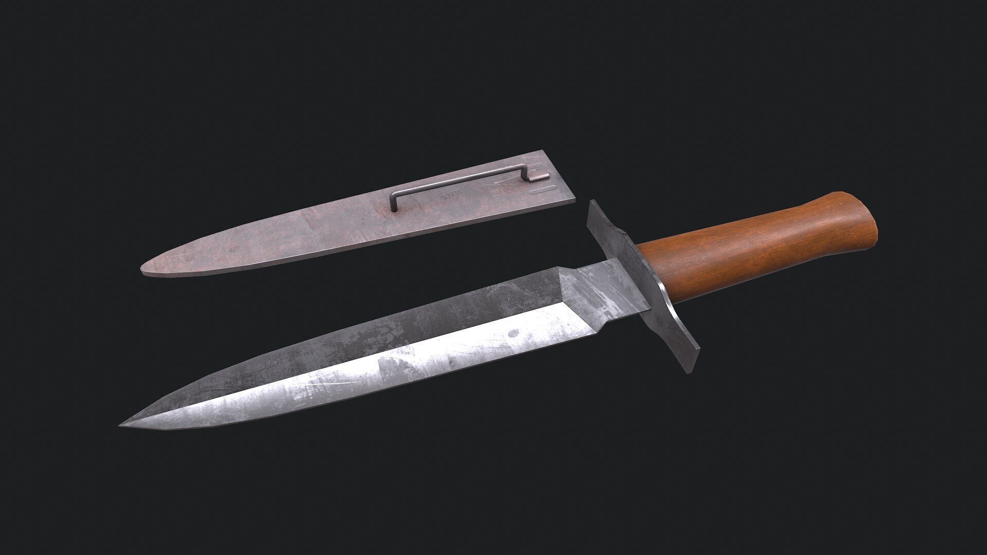 WW1 M1916 Avenger French Fighting Knife Low-poly PBR Low-poly 3D model_3