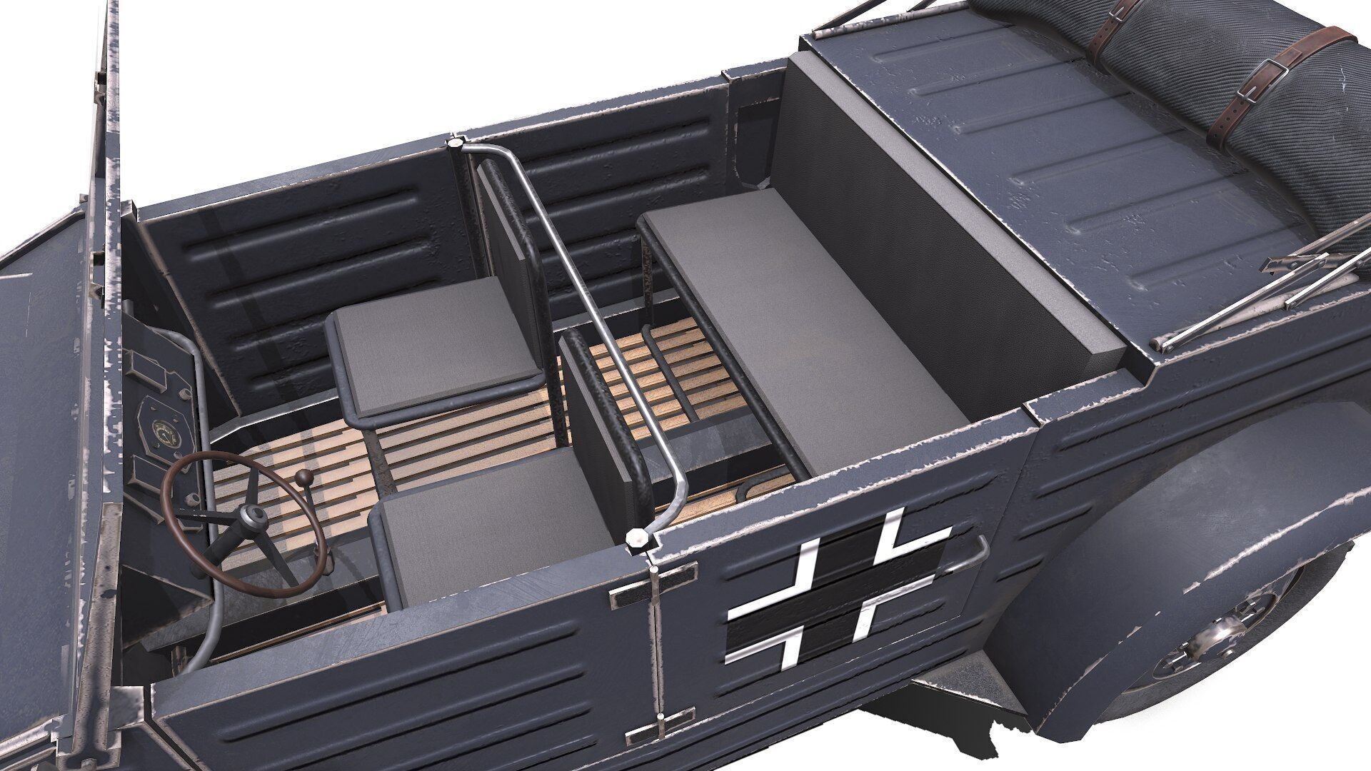 Type 82 Kubelwagen Low-poly Military Light Utility Vehicle PBR Low-poly 3D model_16