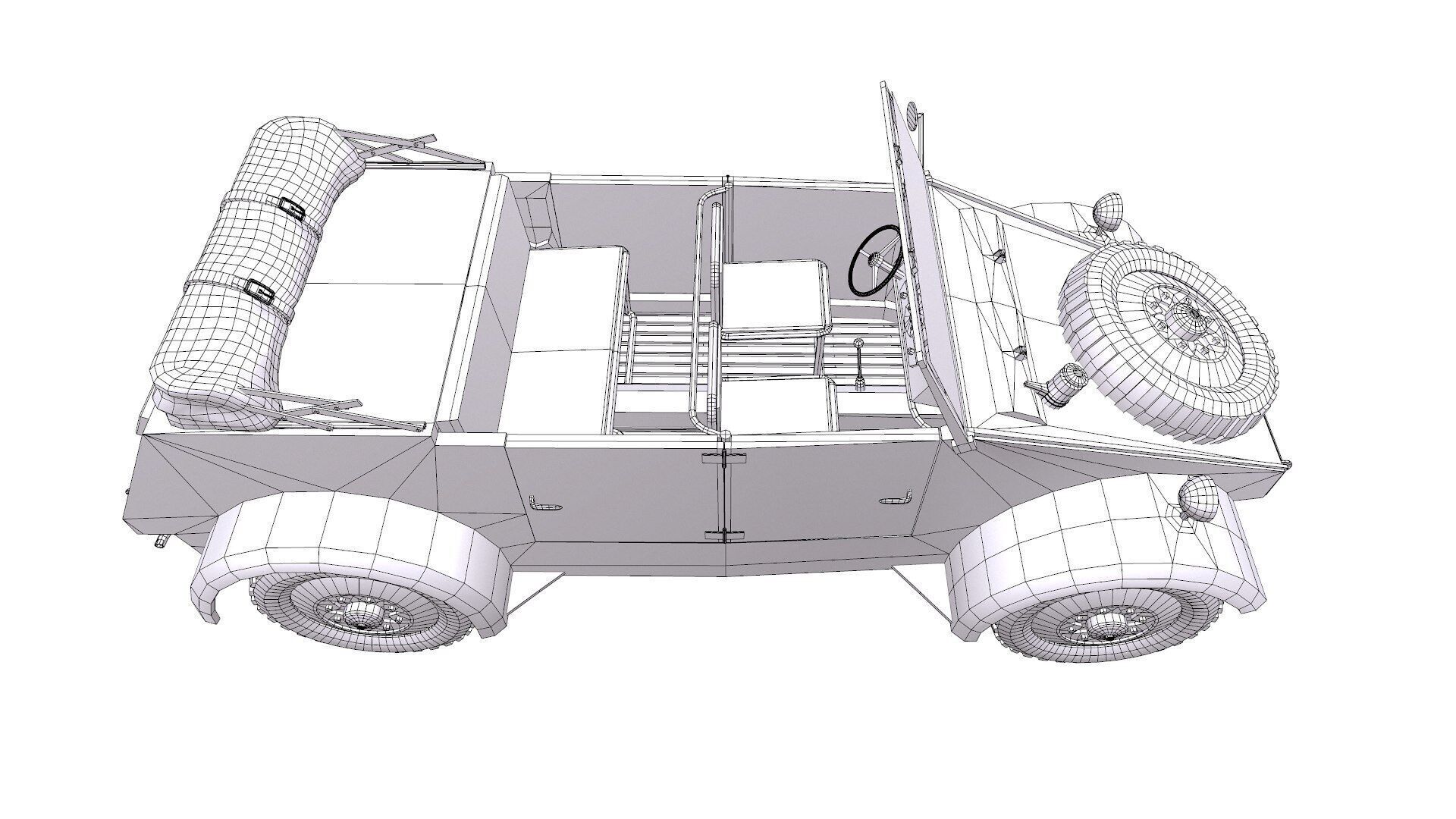 Type 82 Kubelwagen Low-poly Military Light Utility Vehicle PBR Low-poly 3D model_31