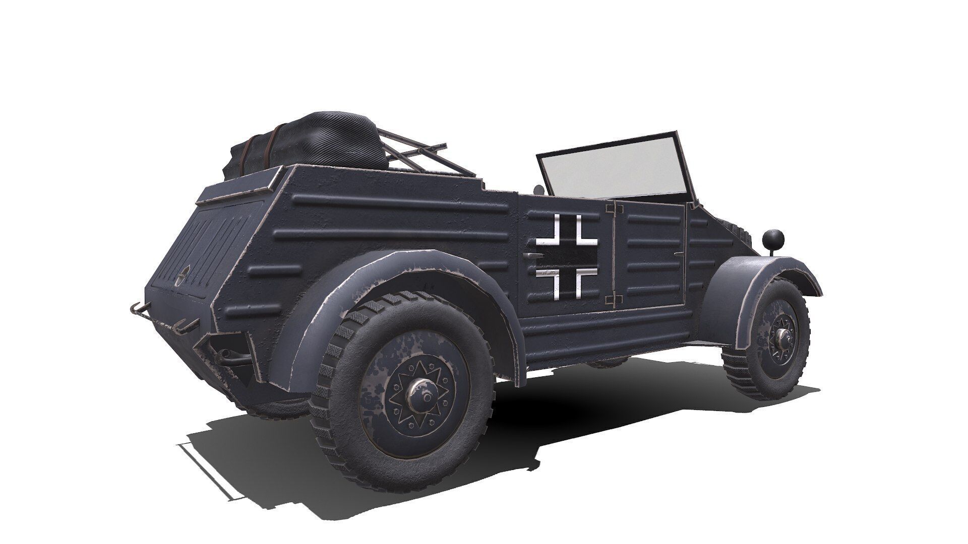 Type 82 Kubelwagen Low-poly Military Light Utility Vehicle PBR Low-poly 3D model_10