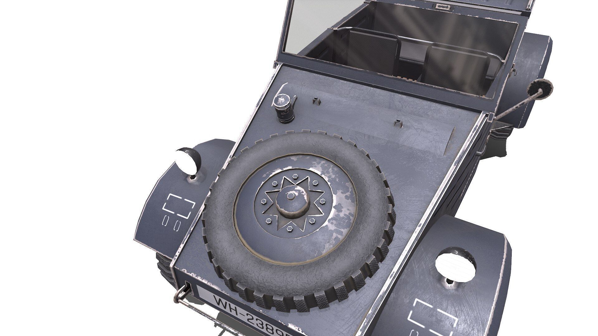 Type 82 Kubelwagen Low-poly Military Light Utility Vehicle PBR Low-poly 3D model_27