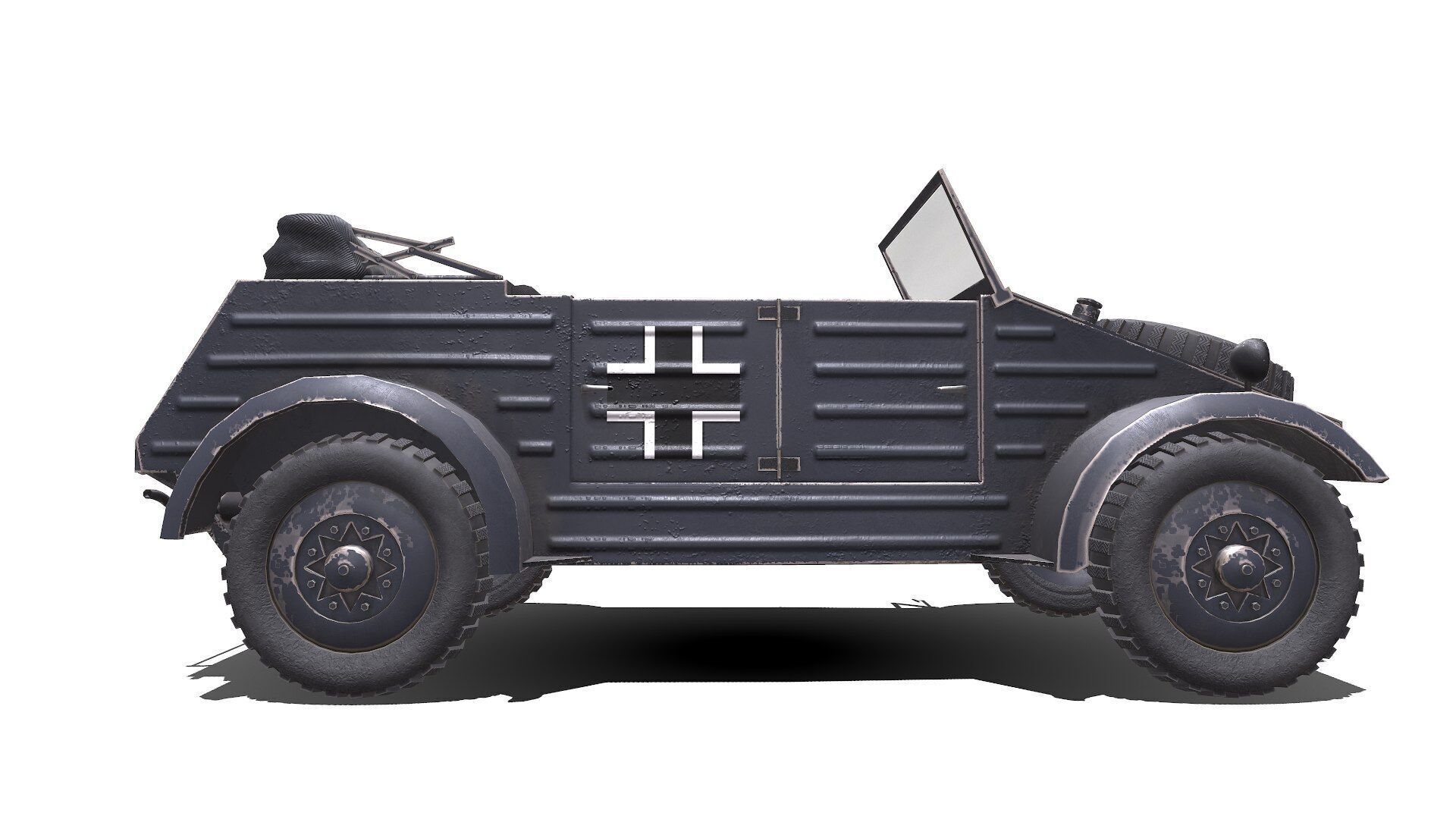 Type 82 Kubelwagen Low-poly Military Light Utility Vehicle PBR Low-poly 3D model_12