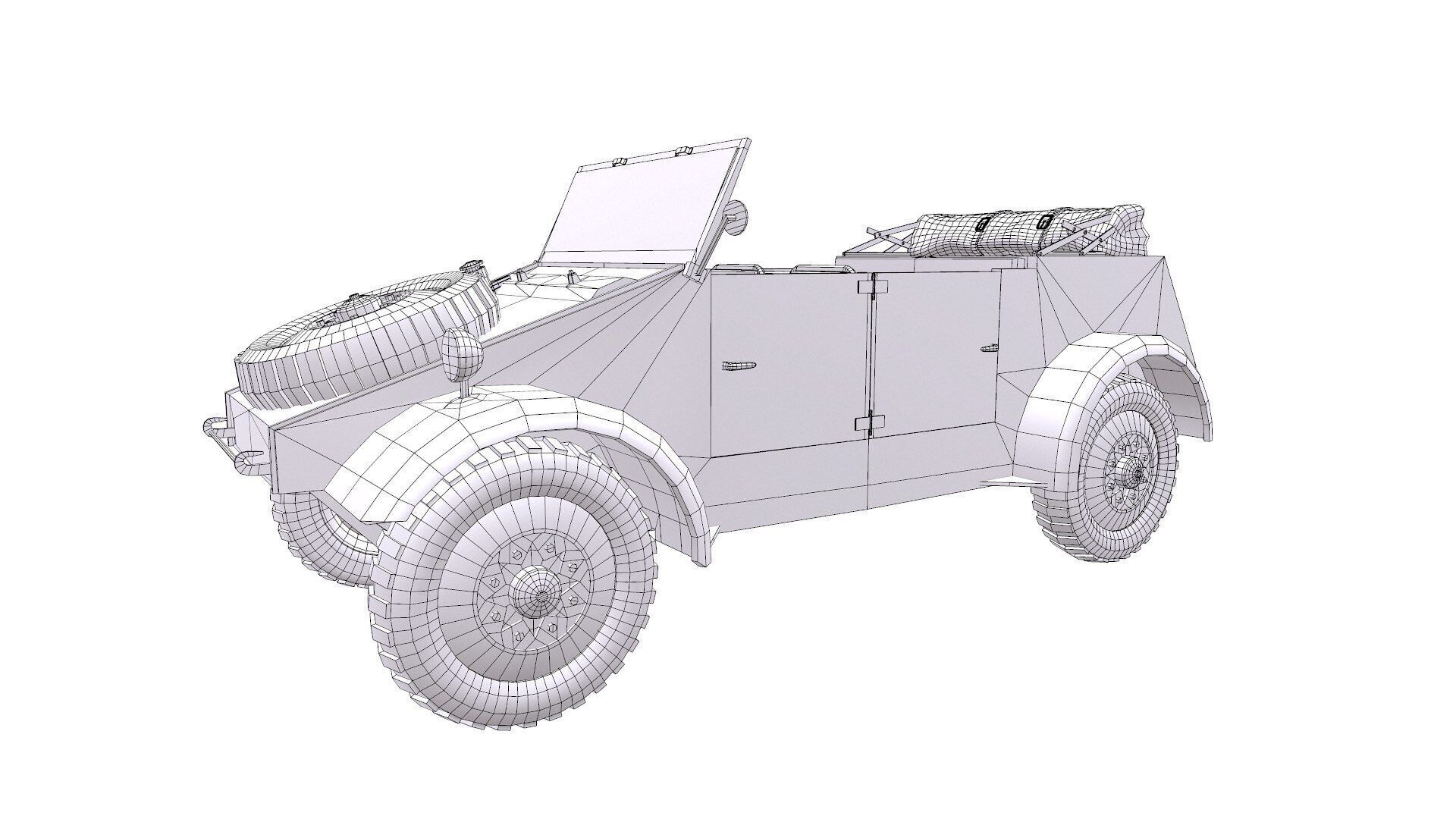 Type 82 Kubelwagen Low-poly Military Light Utility Vehicle PBR Low-poly 3D model_28
