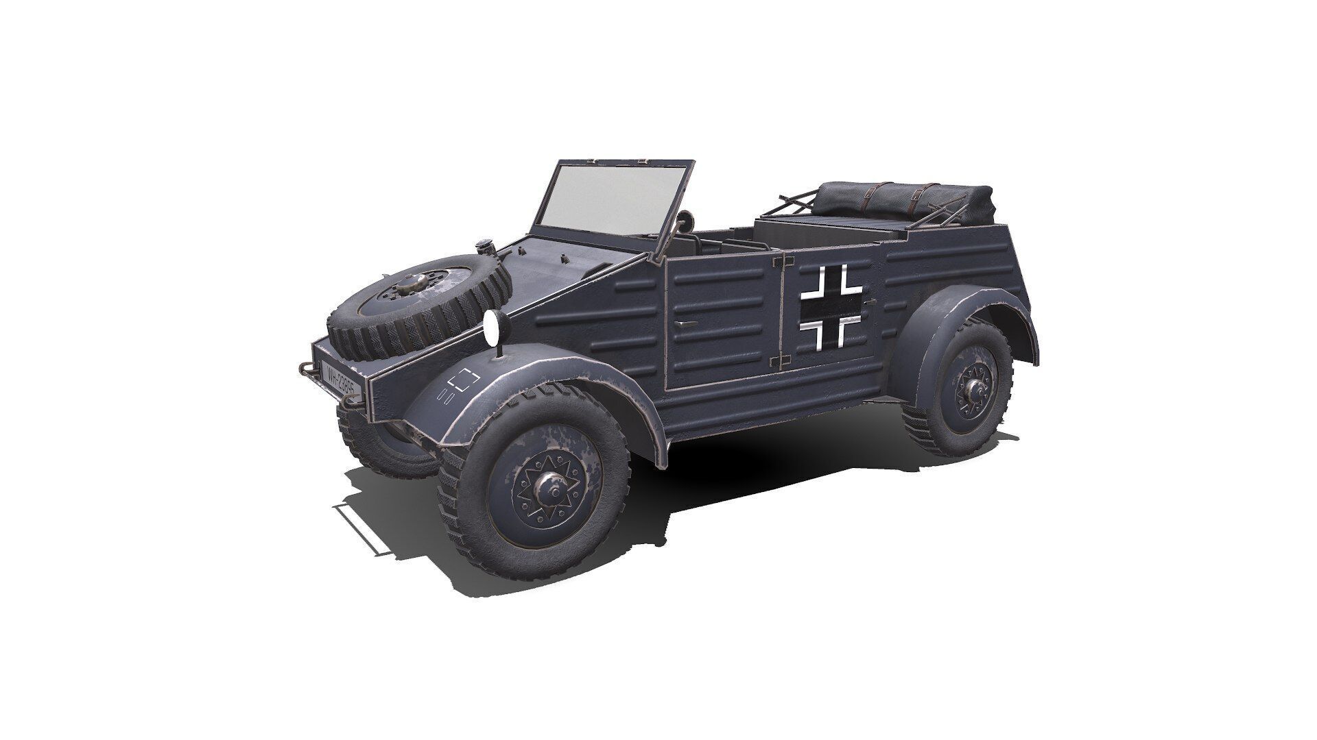 Type 82 Kubelwagen Low-poly Military Light Utility Vehicle PBR Low-poly 3D model_2
