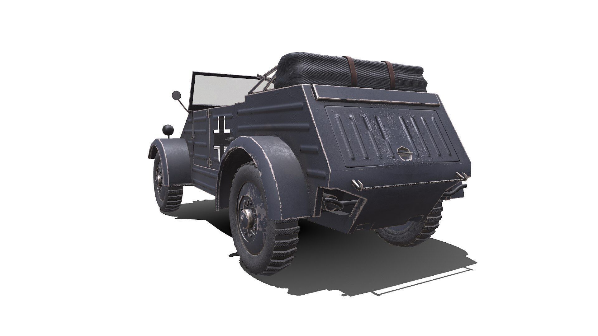 Type 82 Kubelwagen Low-poly Military Light Utility Vehicle PBR Low-poly 3D model_8