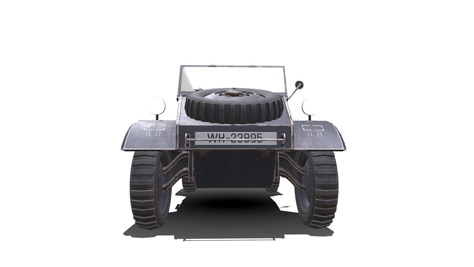 Type 82 Kubelwagen Low-poly Military Light Utility Vehicle PBR Low-poly 3D model_14