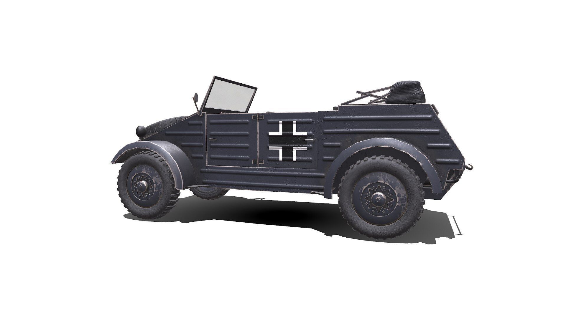 Type 82 Kubelwagen Low-poly Military Light Utility Vehicle PBR Low-poly 3D model_6