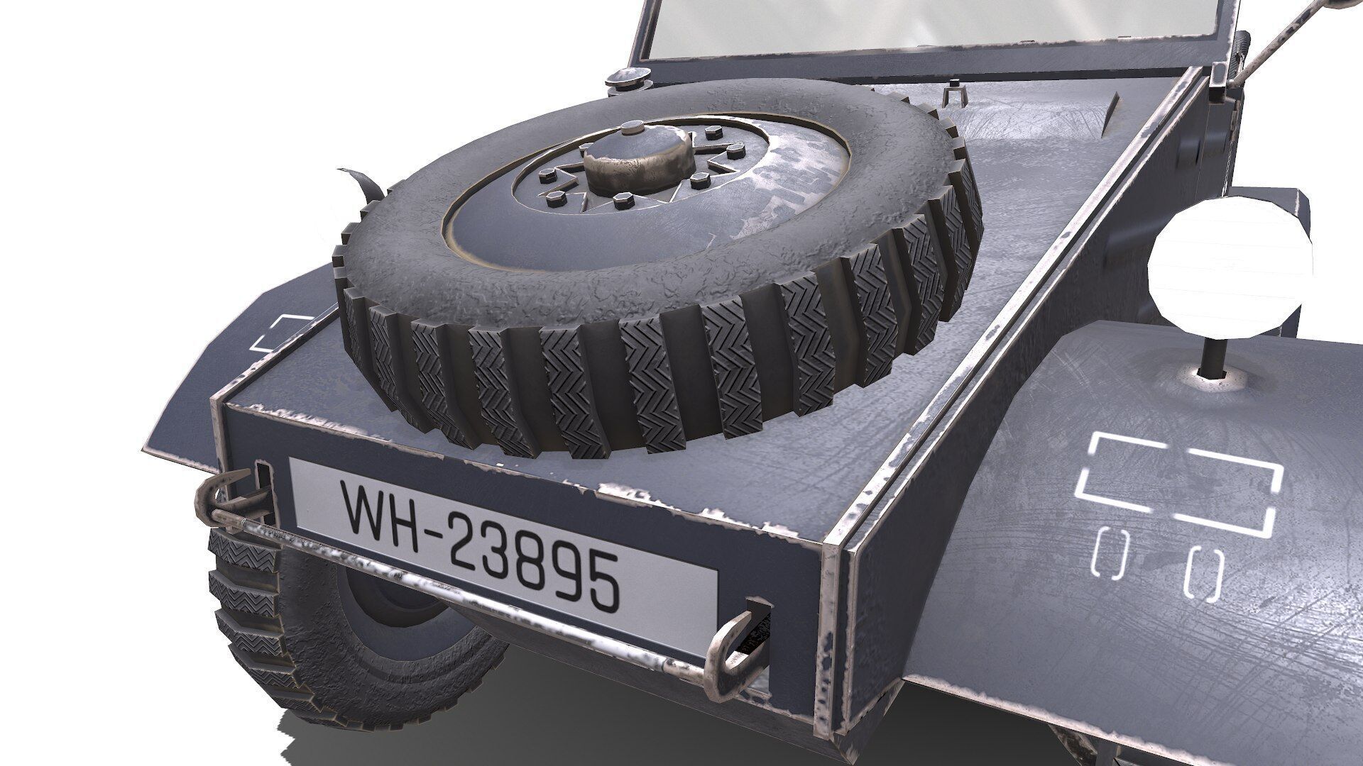 Type 82 Kubelwagen Low-poly Military Light Utility Vehicle PBR Low-poly 3D model_26