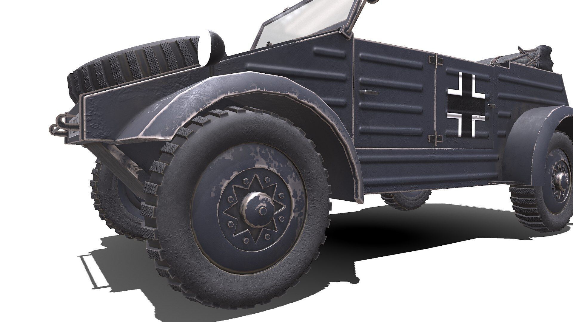 Type 82 Kubelwagen Low-poly Military Light Utility Vehicle PBR Low-poly 3D model_23