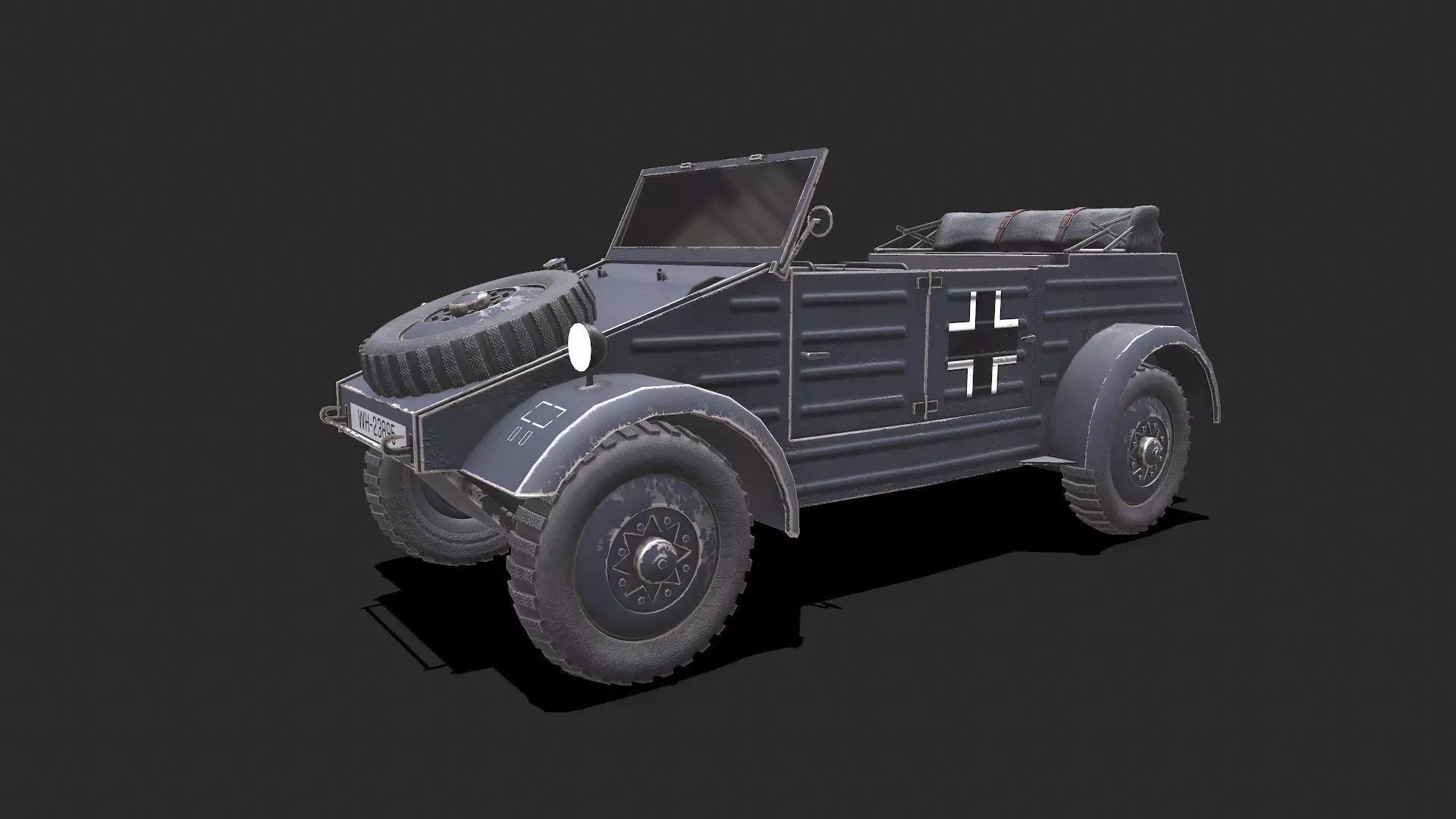 Type 82 Kubelwagen Low-poly Military Light Utility Vehicle PBR Low-poly 3D model_0