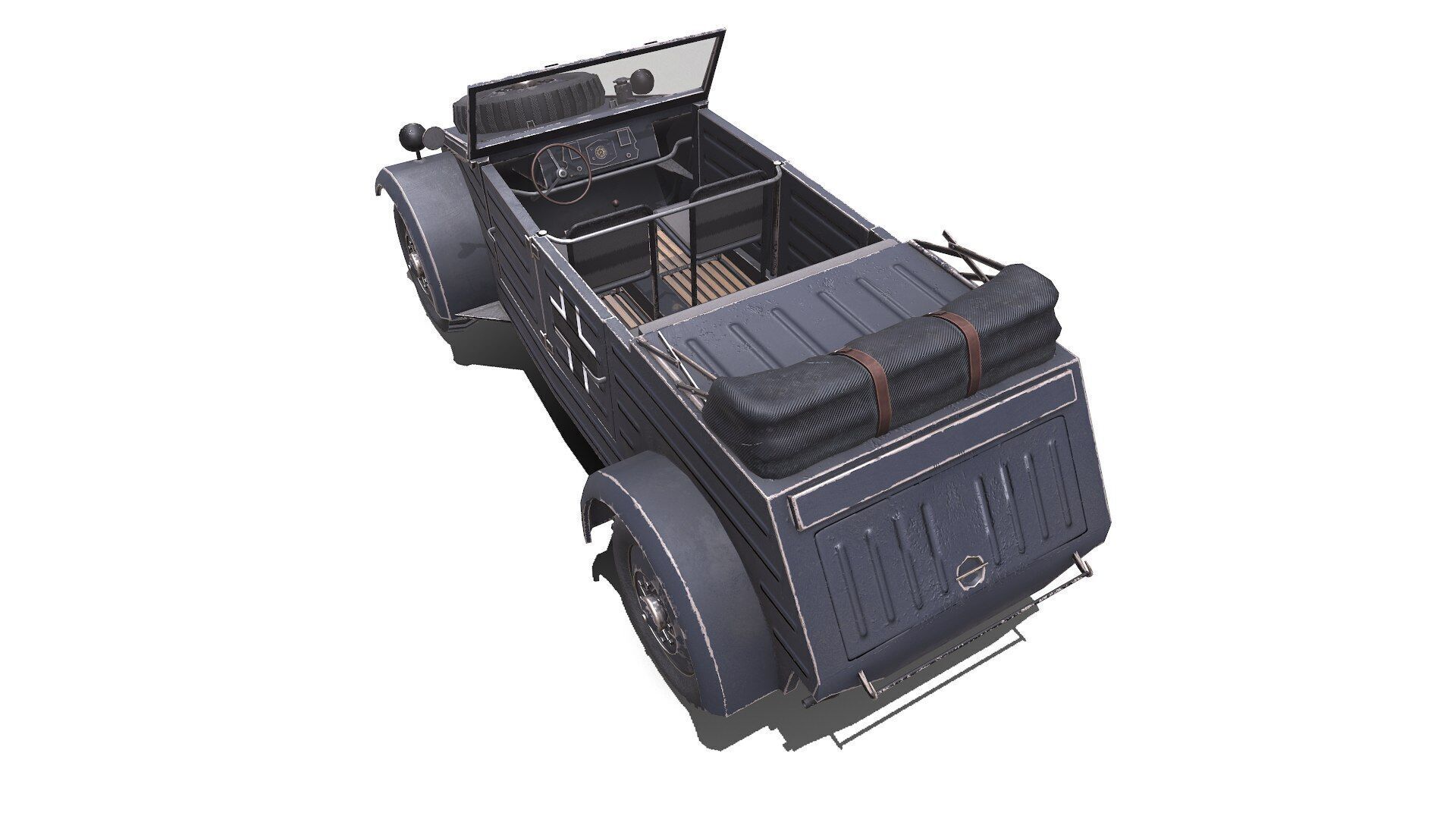 Type 82 Kubelwagen Low-poly Military Light Utility Vehicle PBR Low-poly 3D model_9