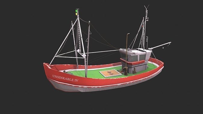 Old Fishing Boat Low-poly PBR Low-poly 3D model
