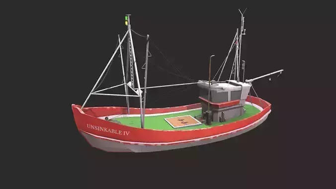 Old Fishing Boat Low-poly PBR Low-poly 3D model