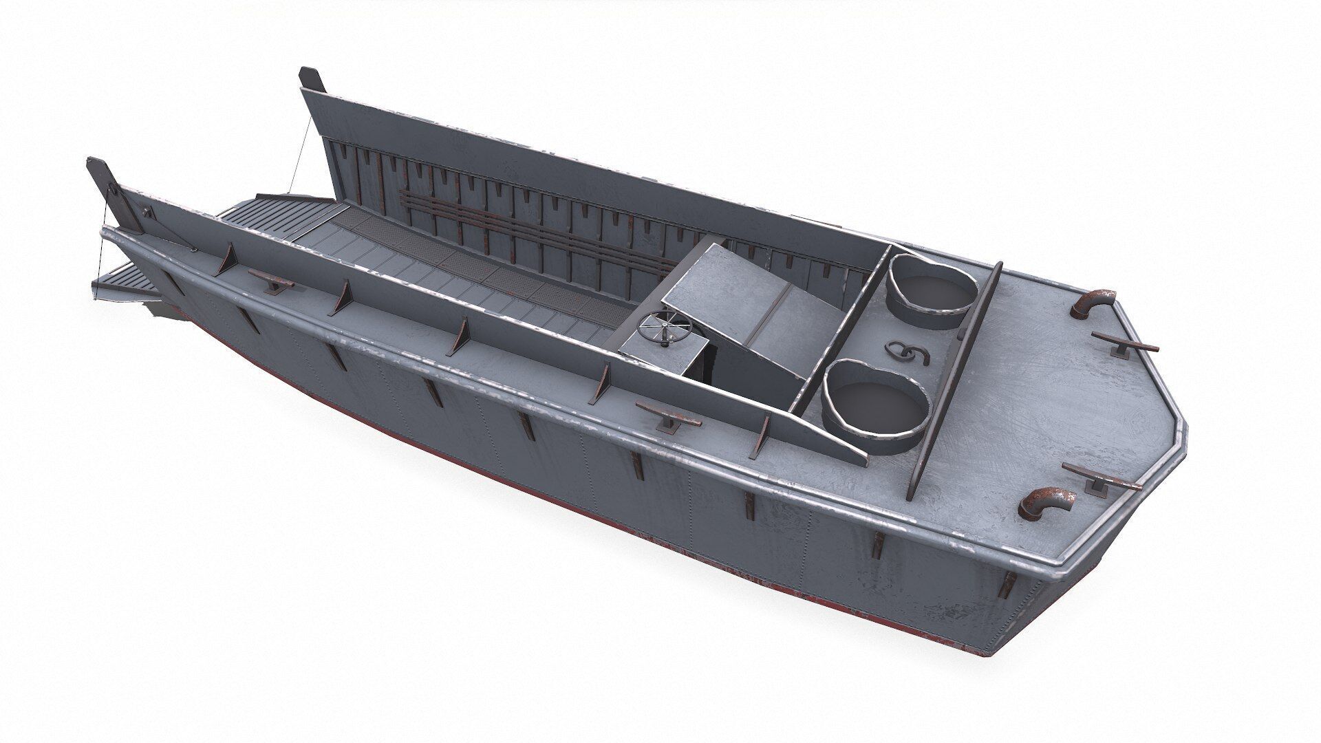 Landing Craft Mechanized LCM Low-poly PBR Low-poly 3D model_16