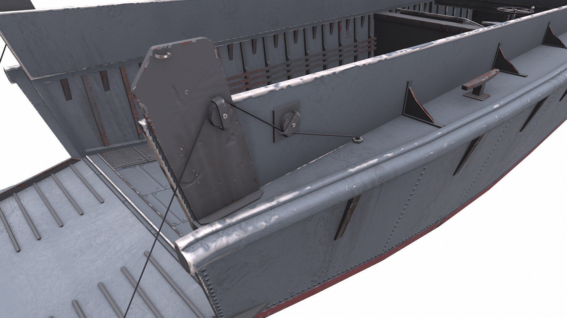 Landing Craft Mechanized LCM Low-poly PBR Low-poly 3D model_24