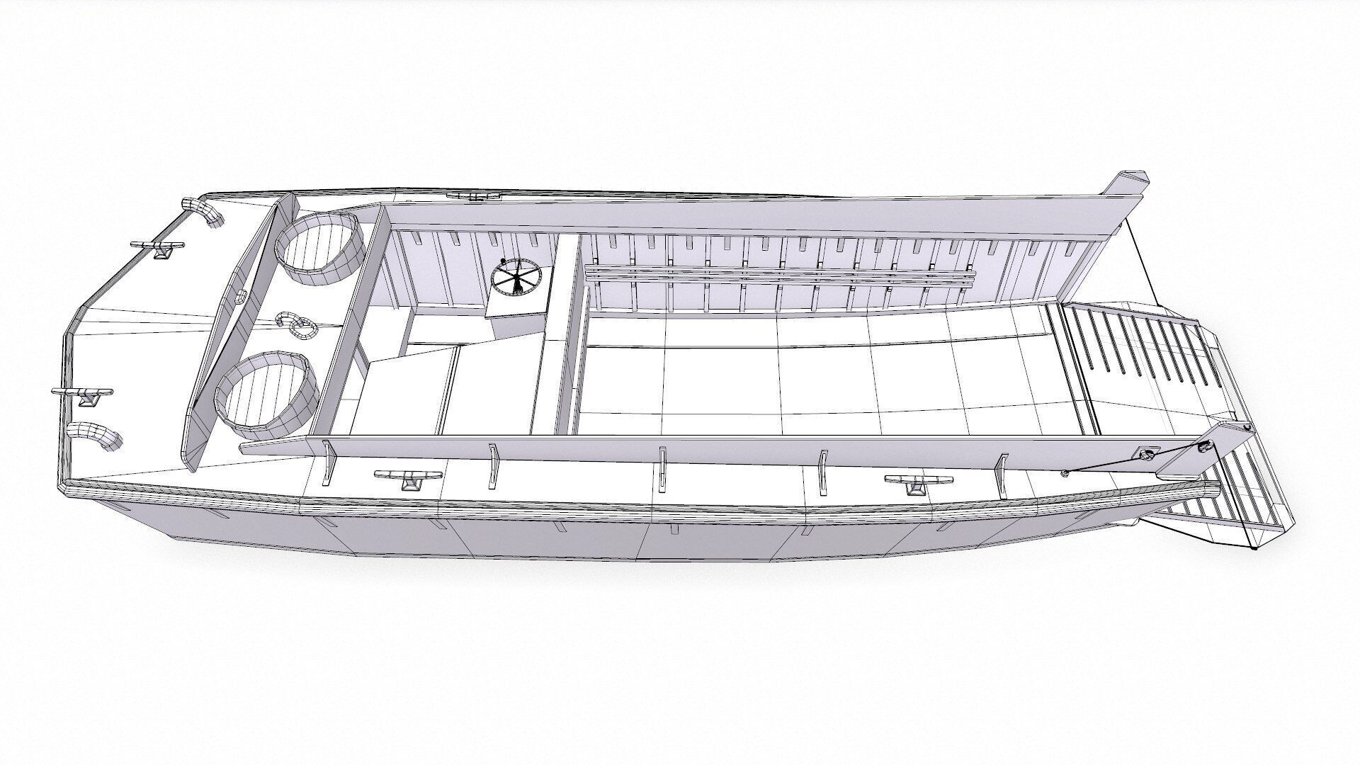 Landing Craft Mechanized LCM Low-poly PBR Low-poly 3D model_29