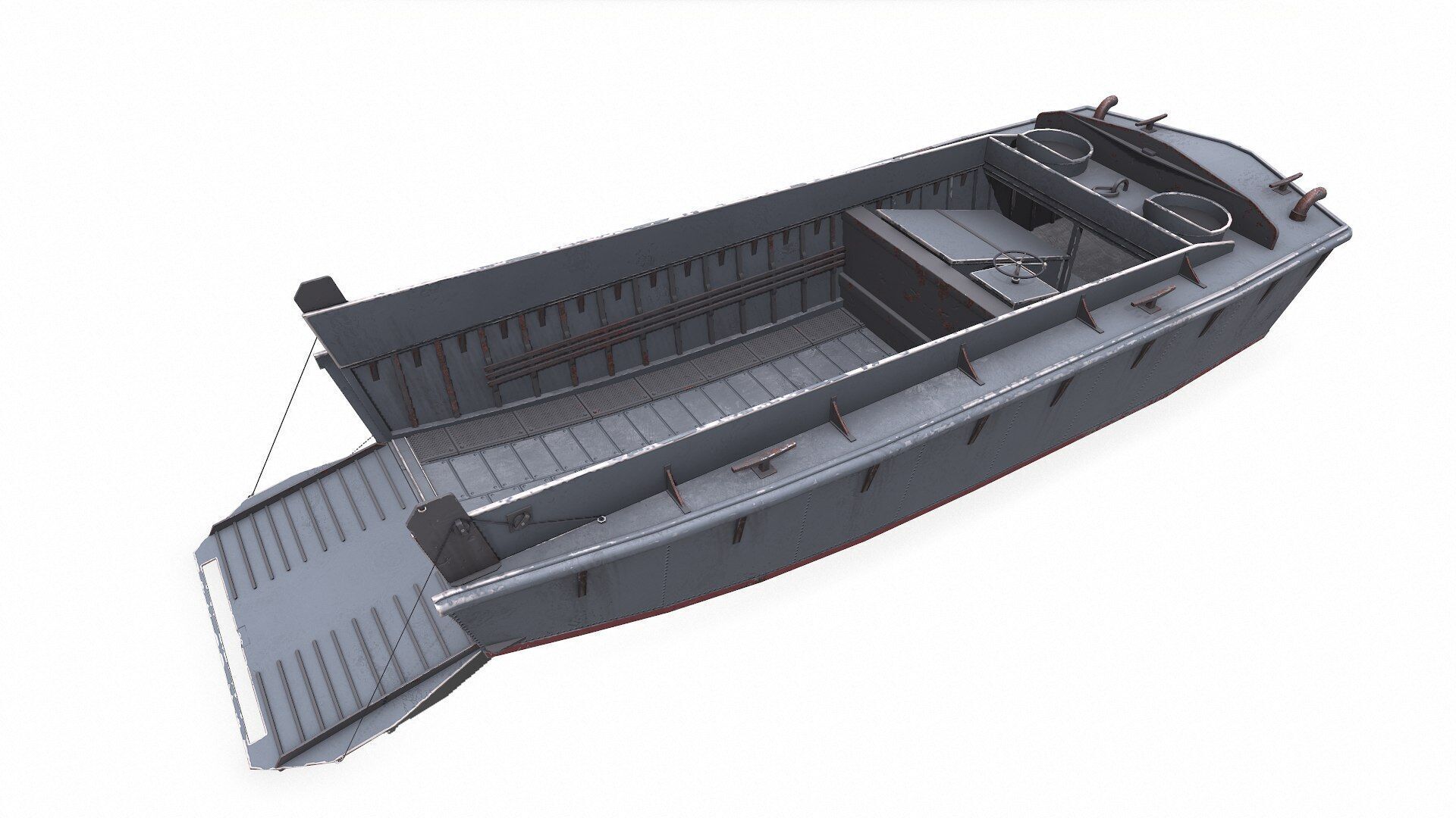 Landing Craft Mechanized LCM Low-poly PBR Low-poly 3D model_11