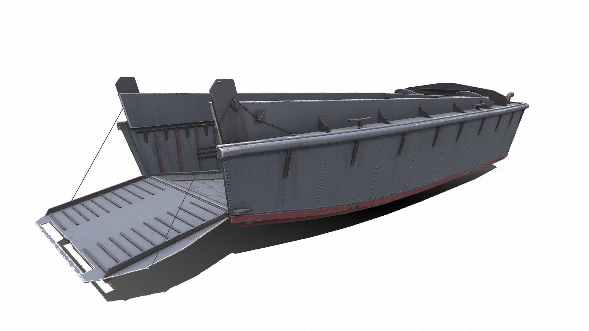 Landing Craft Mechanized LCM Low-poly PBR Low-poly 3D model_10