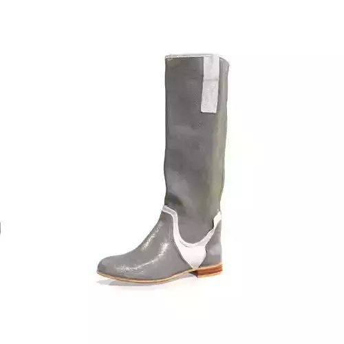 Grey Leather Boots Game Ready Shoe Asset