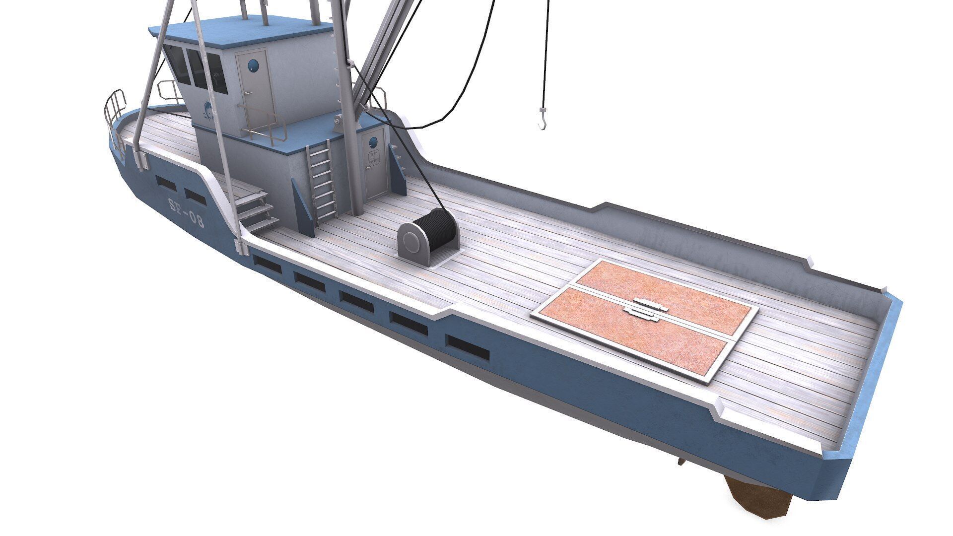 Fishing Boat Low-poly PBR Low-poly 3D model_9