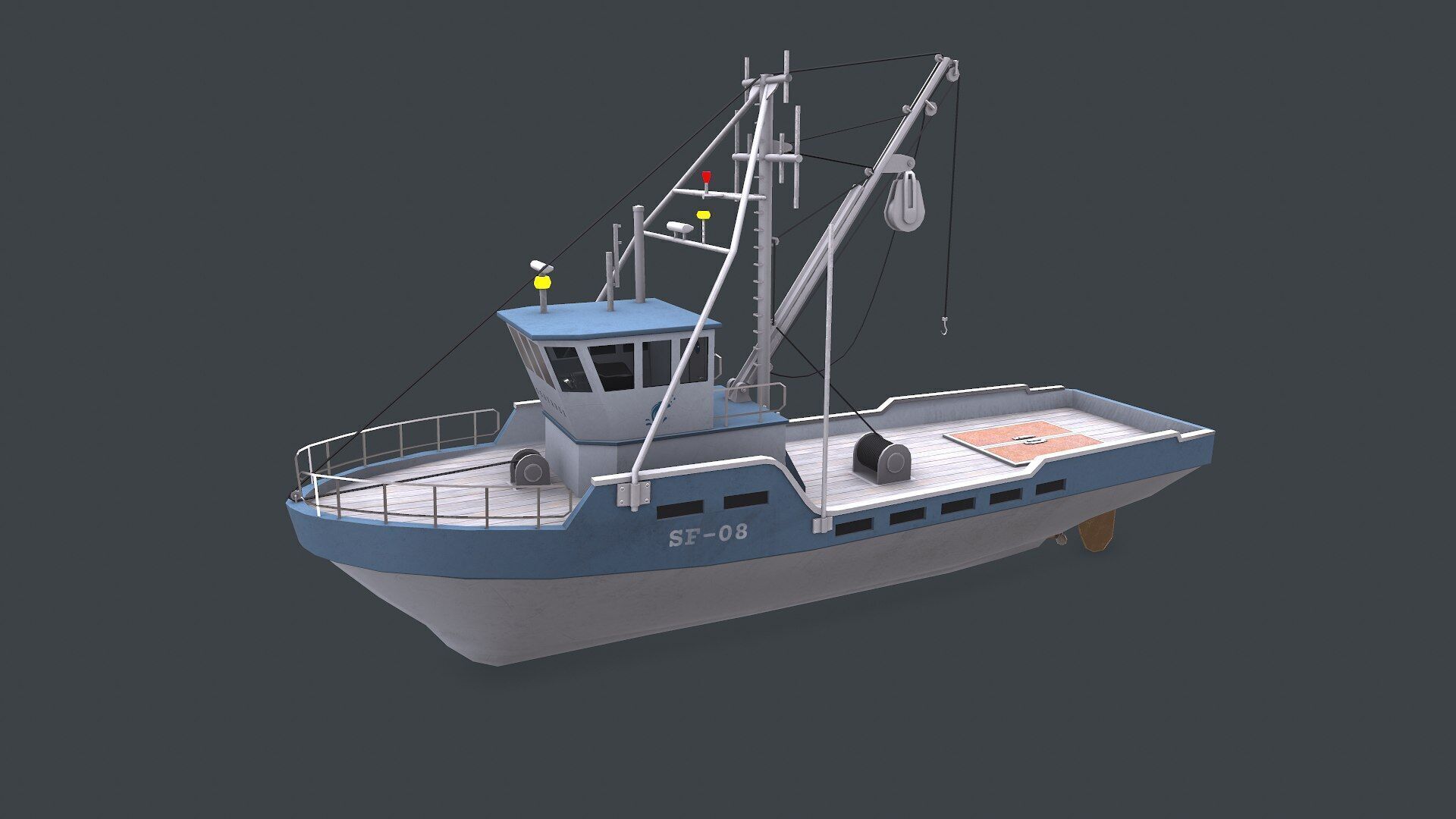 Fishing Boat Low-poly PBR Low-poly 3D model_2