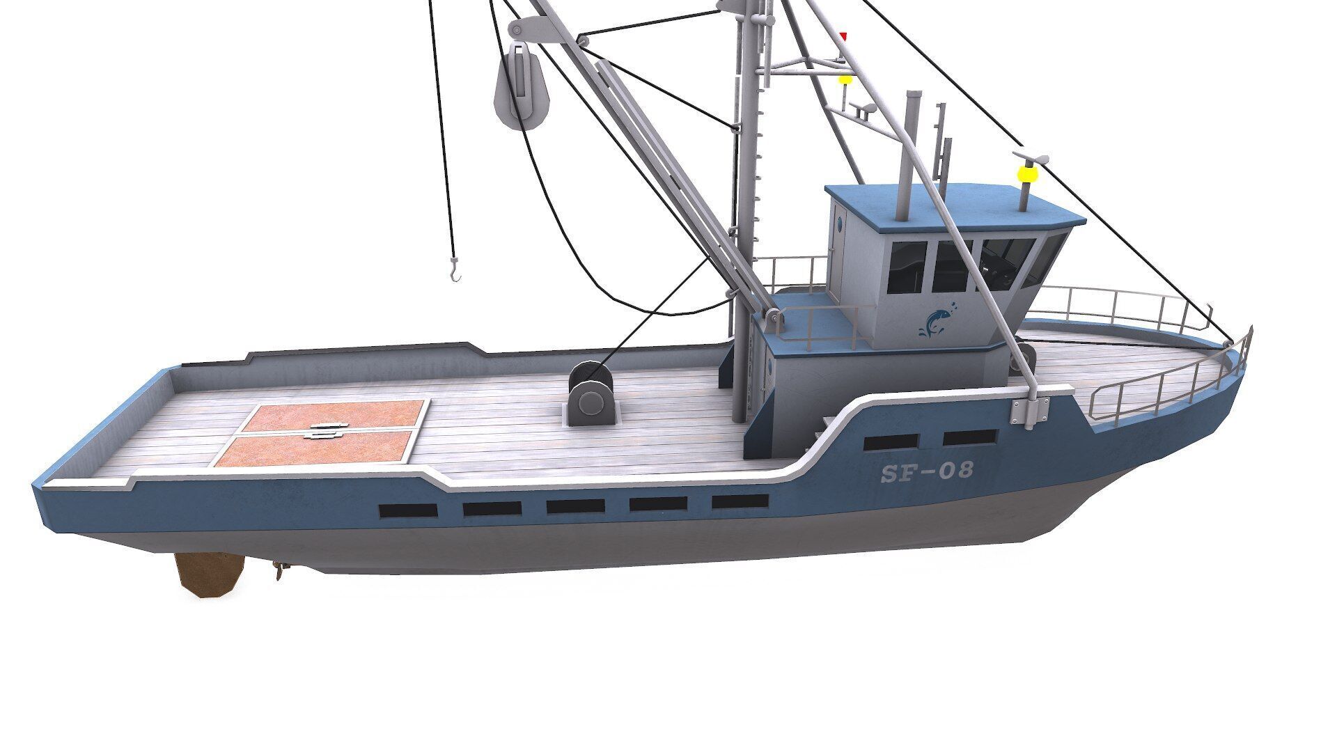 Fishing Boat Low-poly PBR Low-poly 3D model_13