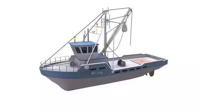 Fishing Boat Low-poly PBR Low-poly 3D model