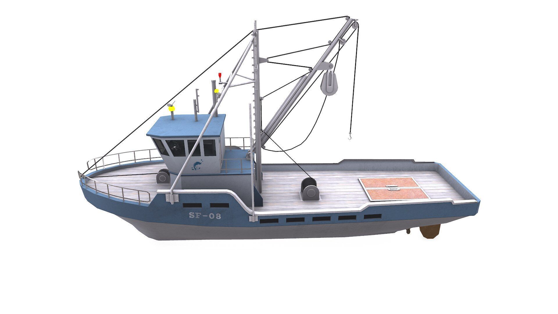 Fishing Boat Low-poly PBR Low-poly 3D model_7