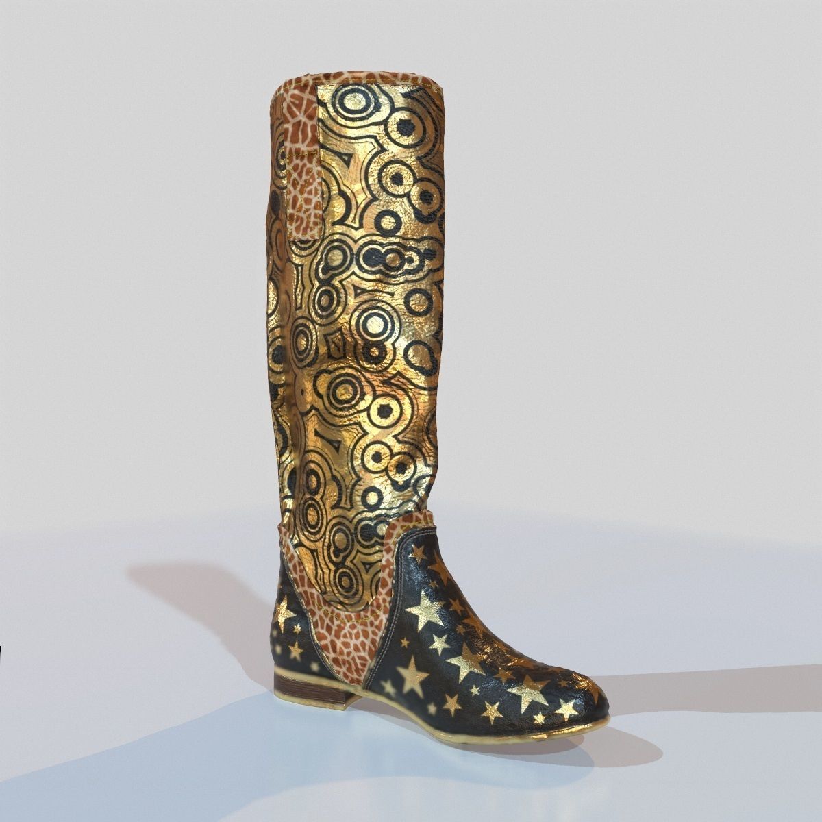 Decorated boots Game Ready Shoe Asset Low-poly 3D model_5