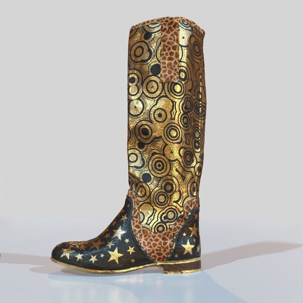 Decorated boots Game Ready Shoe Asset Low-poly 3D model_3