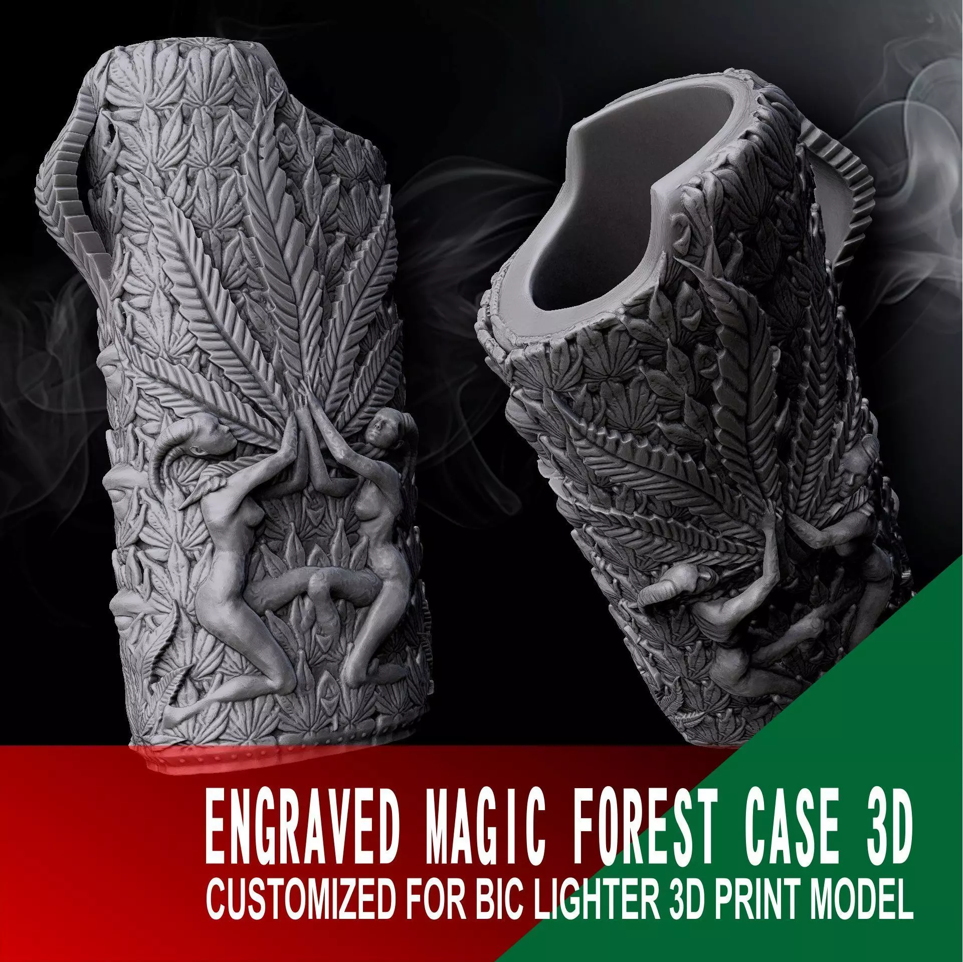 Case 3D Engraved Magic Forest Customized for Bic Lighter 3D print model