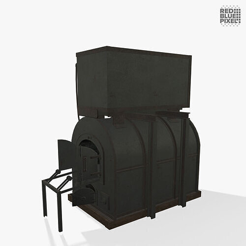 Cremation Oven V02b Low-poly 3D model