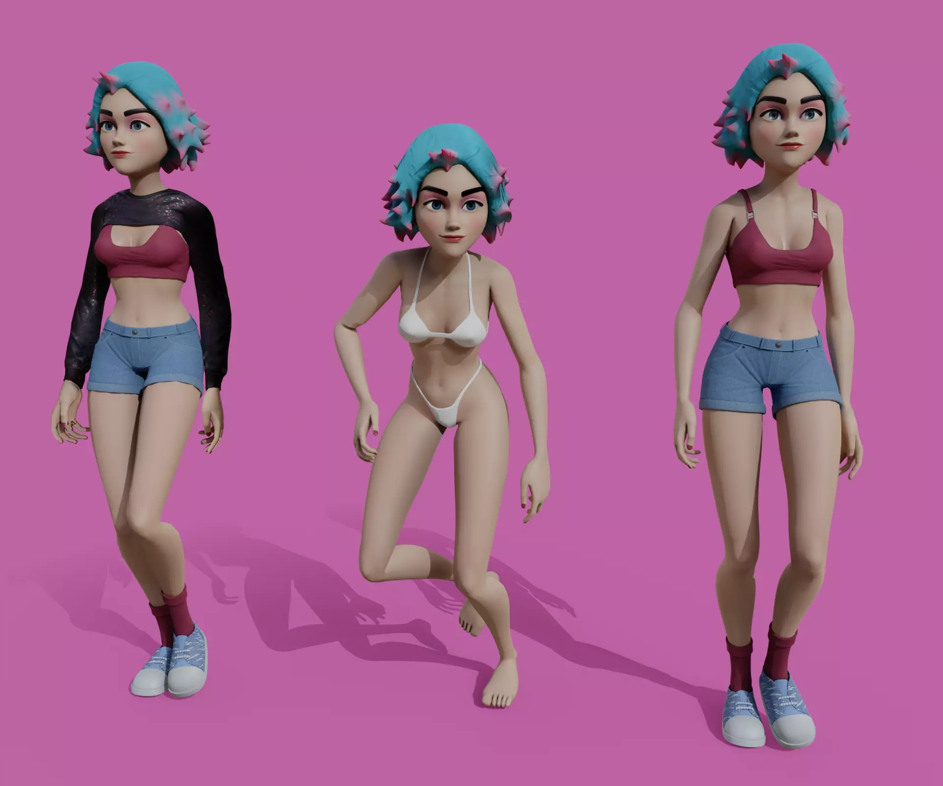 cartoon Stylized character Emma  3D model_0