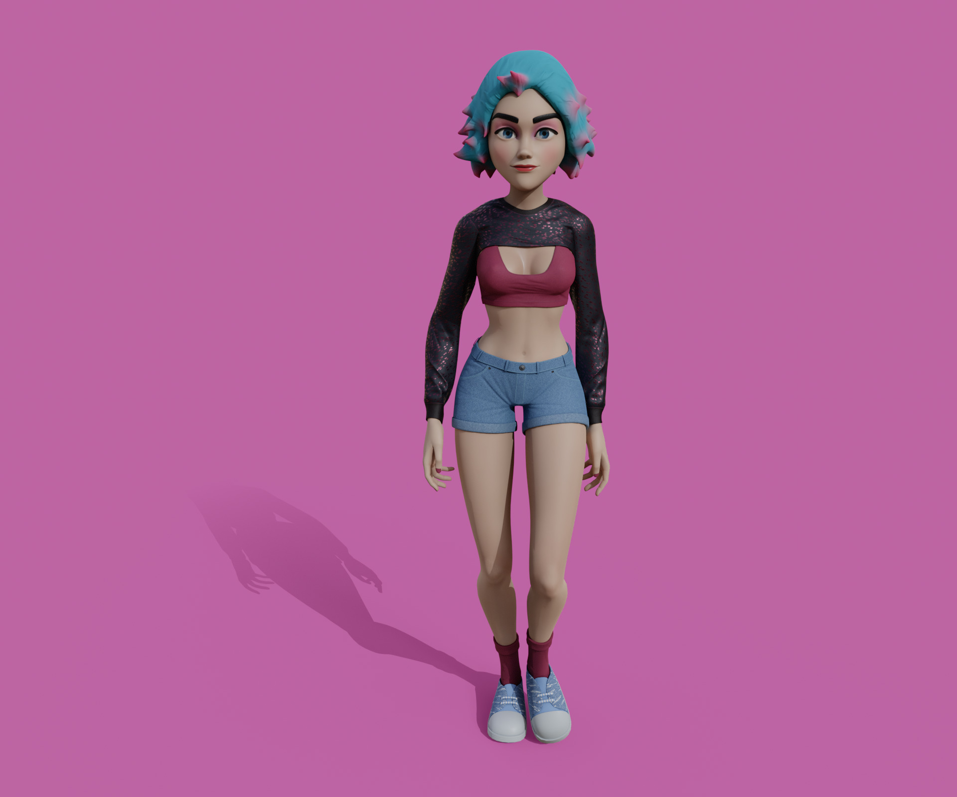 cartoon Stylized character Emma  3D model_5