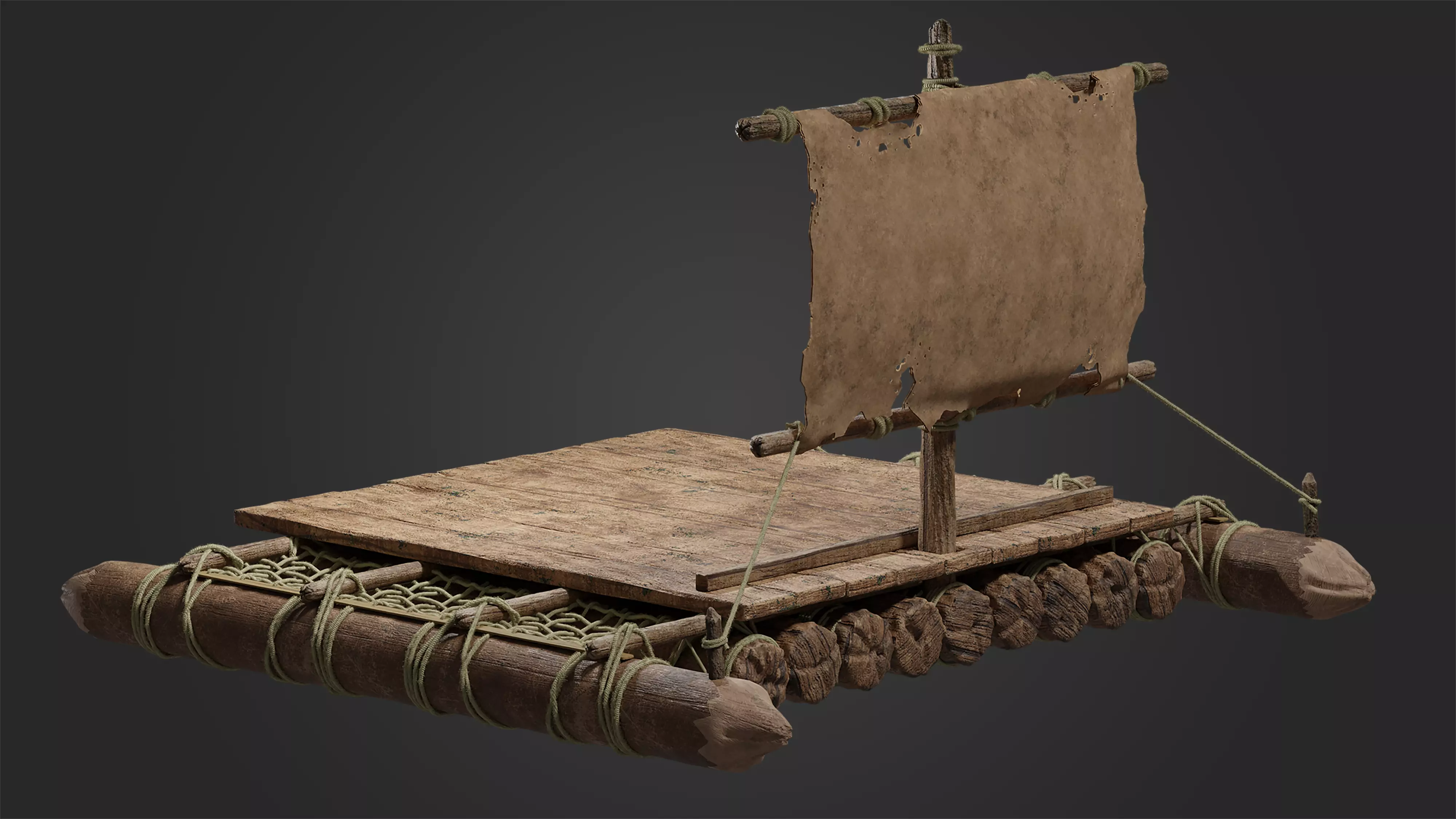 Wooden Raft   3D model_0