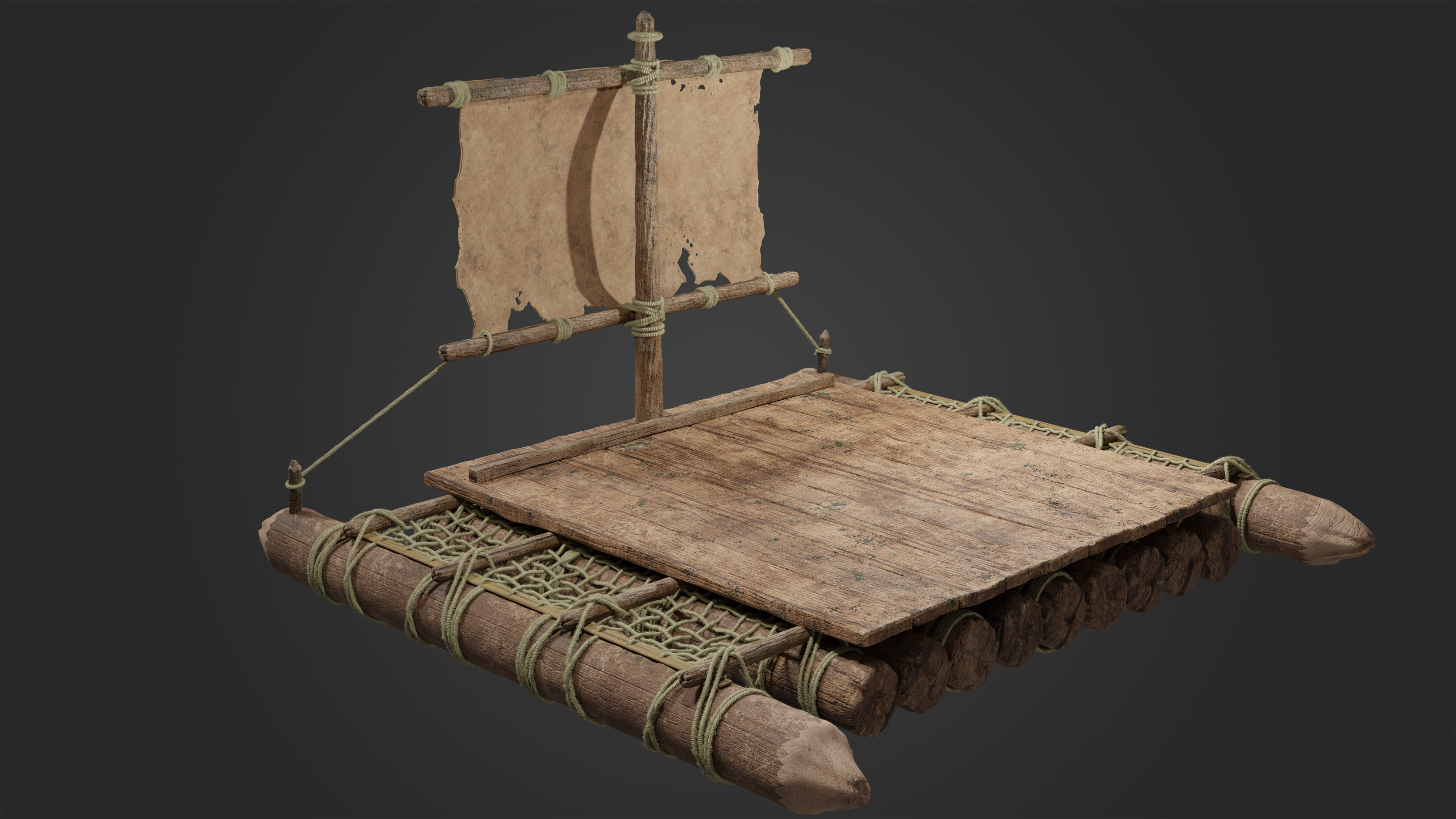 Wooden Raft   3D model_3