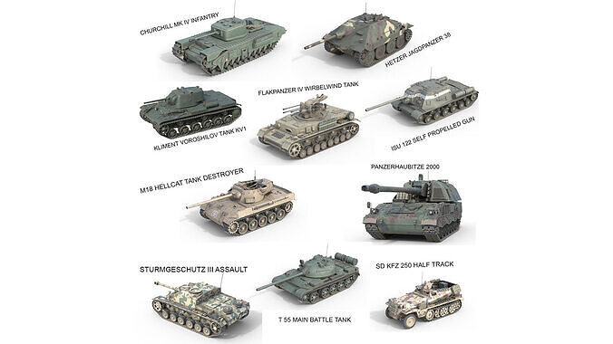 10 Military Vehicles Collection v13 Low-poly 3D model