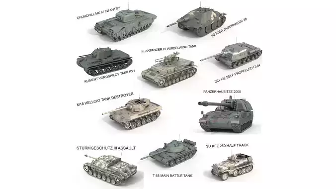 10 Military Vehicles Collection v13