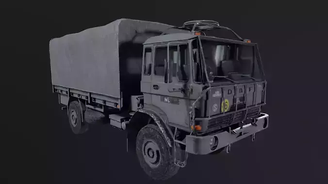 low poly truck with textures