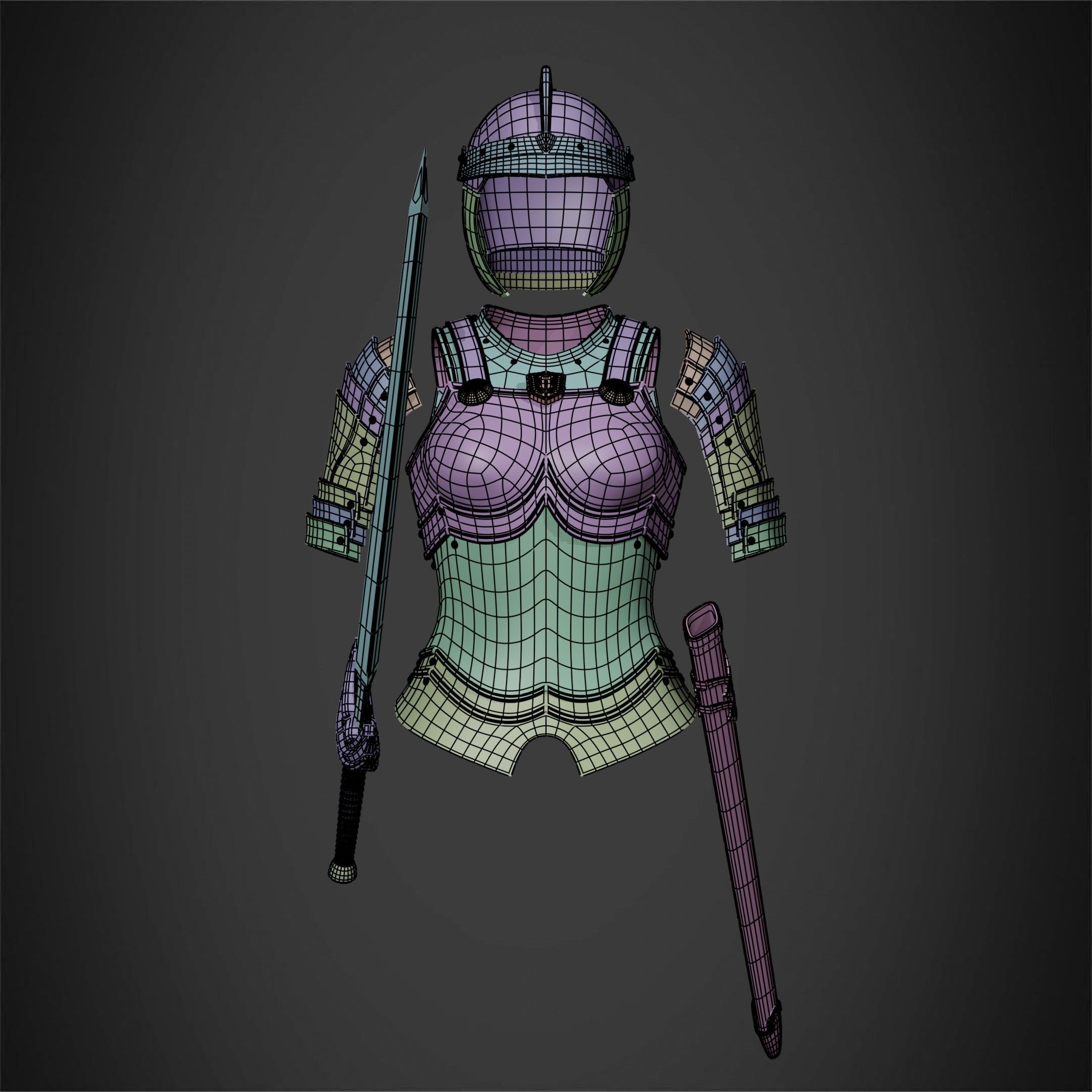 Berserk Casca Full Armor Swortd and Scabbard for Cosplay 3D Model Collection_18
