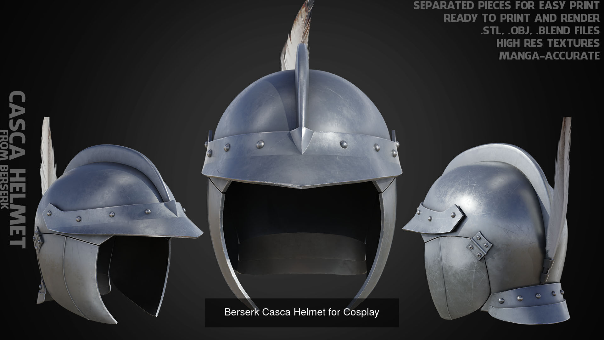 Berserk Casca Full Armor Swortd and Scabbard for Cosplay 3D Model Collection_8